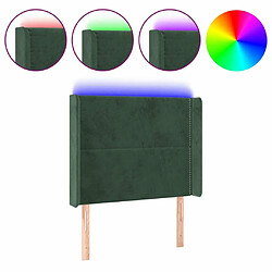 Maison Chic Tête de lit moderne à LED lumineuse pour chambre - Décoration de lit Vert foncé 93x16x118/128 cm Velours -MN50932