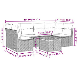 Acheter vidaXL Salon de jardin avec coussins 7 pcs gris résine tressée