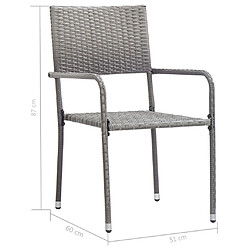 Acheter vidaXL Ensemble à manger de jardin 5pcs Résine tressée Anthracite gris