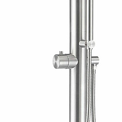 Sined Sassari Douche Dexterieur En Inox 316l Avec Mitigeur Et Douchette a Main Inox Satine