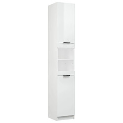 Maison Chic Armoire de salle de bain,Meuble de rangement,Meuble haut Blanc brillant 32x34x188,5 cm -GKD902677