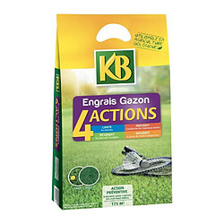 Engrais a Gazon KB K4MP - 4 Actions - 7 KG - Limite les mousses - Prévient les mauvaises herbes - Surface 280m²