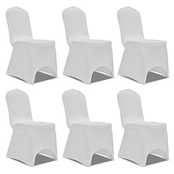 vidaXL Housse blanche extensible pour chaise 6 pièces