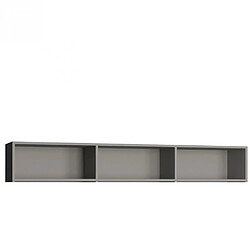 Inside 75 Surmeuble 3 niches de rangements pour lit escamotable horizontal 160 x 200 cm Hauteur 36 cm finition gris mat