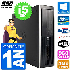 PC HP 8100 Elite SFF Intel Core i5-650 RAM 4Go SSD 960Go Windows 10 Wifi - Occasion