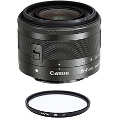 CANON EF-M 15-45mm F3.5-6.3 IS STM Black (White Box) + HOYA UX UV 49mm Filter