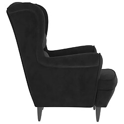 Acheter vidaXL Fauteuil à oreilles avec tabouret noir velours