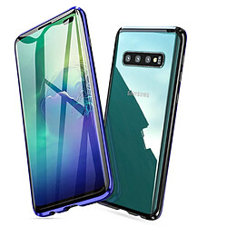 Bumper en métal complètement magnétique noir/bleu pour votre Samsung Galaxy S10