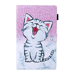 Etui en PU impression de modèle avec porte-carte chat mignon pour votre Samsung Galaxy Tab A 10.1 (2019) T510 T515