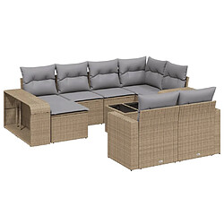 vidaXL Salon de jardin 11 pcs avec coussins beige résine tressée