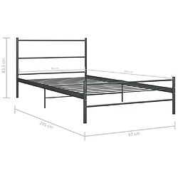 vidaXL Cadre de lit sans matelas gris métal 90x200 cm pas cher