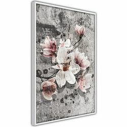 Paris Prix Affiche Murale Encadrée Flowers on Concrete 20 x 30 cm Blanc