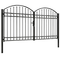 vidaXL Portillon double porte avec dessus arqué Acier 300x175 cm Noir