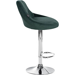 Avis Decoshop26 Tabouret de bar en velours vert coutures décoratives pivotant support métal chromé TDB10677