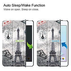 Acheter Etui en PU support triple motif imprimé tour eiffel et carte pour votre Apple iPad mini (2019)