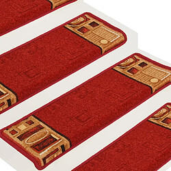 Avis vidaXL Tapis d'escalier autocollants 15 pcs 65x21x4 cm Rouge