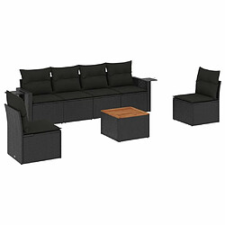 Maison Chic Salon de jardin 7 pcs avec coussins | Ensemble de Table et chaises | Mobilier d'Extérieur noir résine tressée -GKD32208