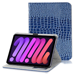 Etui en PU texture crocodile avec support bleu pour votre Apple iPad mini (2021)