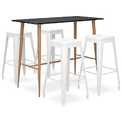 vidaXL Ensemble de bar 5 pcs Noir et blanc