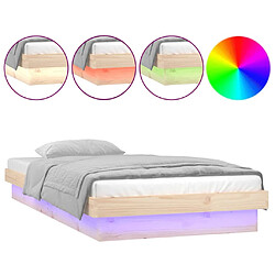 Avis vidaXL Cadre de lit à LED sans matelas 100x200 cm bois massif