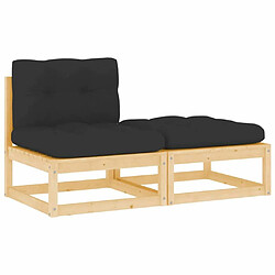 Maison Chic Salon de jardin 2 pcs avec coussins - Table et chaises d'extérieur - Mobilier/Meubles de jardin Moderne Bois de pin massif -MN38283