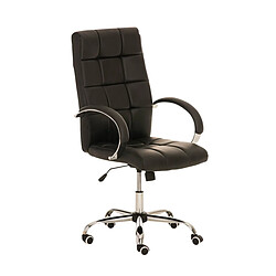 Decoshop26 Fauteuil de bureau à roulettes en cuir artificiel noir BUR10009