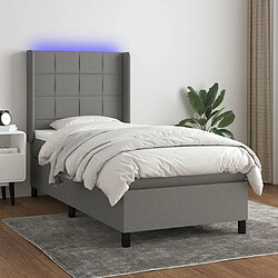 Sommier à lattes et matelas LED,Cadre à lattes de lit pour Adulte Gris foncé 80x200cm Tissu -MN20557