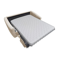 Acheter Vente-Unique Canapé 3 places convertible express en tissu bouclette beige - Couchage 140 cm - Matelas 14 cm RETUNA II