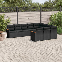 Maison Chic Salon de jardin 10 pcs avec coussins, Ensemble Tables et chaises d'extérieur noir résine tressée -GKD230047