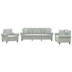 Maison Chic Ensemble de canapés 3 pcs avec coussins, Canapé droit Sofa pour Salon gris clair velours -GKD920167