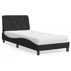 Vidaxl Lit avec matelas noir 90x200 cm velours