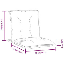 vidaXL Coussins de chaise à dossier bas lot de 2 bleu mélangé tissu pas cher