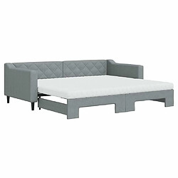 Maison Chic Lit d'appoint avec gigogne et matelas | Lit de jour | Lit de repos gris clair 90x200 cm tissu -GKD38647