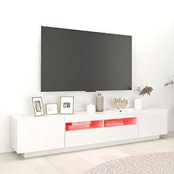 Avis vidaXL Meuble TV avec lumières LED Blanc brillant 200x35x40 cm