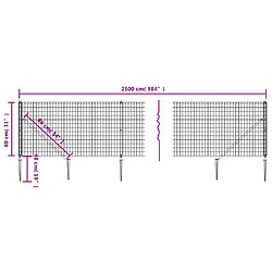 Acheter vidaXL Clôture en treillis métallique et piquet d'ancrage vert 0,8x25m