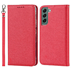 Etui en PU texture soie avec support rouge pour votre Samsung Galaxy S22 Plus 5G