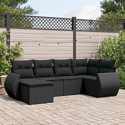 Maison Chic Ensemble Tables et chaises d'extérieur 6pcs avec coussins,Salon de jardin noir résine tressée -GKD227666