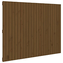 vidaXL Tête de lit murale Marron miel 146,5x3x110cm Bois massif de pin