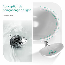 Acheter EMKE Vasque à Poser Salle de Bain en céramique, Lavabo ovale en céramique, blanc brillant - 61,5 x 36 x 15,5 cm