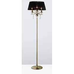 Luminaire Center Lampadaire Olivia avec Abat jour noir 3 Ampoules laiton antique/cristal