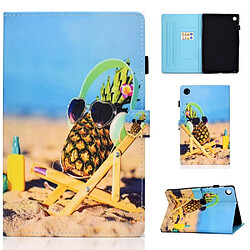 Etui en PU motif imprimé avec support et porte-cartes ananas pour votre Lenovo Tab M10 Plus TB-X606F