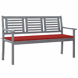 Maison Chic Banc de jardin | Chaise de jardin 3 places avec coussin 150 cm Gris Eucalyptus -GKD55525