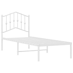 Acheter Maison Chic Lit adulte - Cadre de lit métal avec tête de lit,Structure du lit Contemporain pour chambre blanc 75x190 cm -MN12726