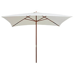 Maison Chic Parasol Jardin | Parasol avec poteau en bois 200 x 300 cm Blanc crème - GKD60029