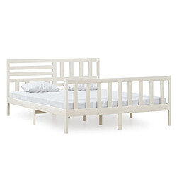 Maison Chic Lit adulte - Lit simple Cadre de lit,Structure du lit Contemporain Blanc Bois massif 160x200 cm -MN74545