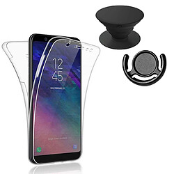 PHONECARE Kit Coque 3x1 360° Impact Protection + 1 PopSocket + 1 Support PopSocket Noir - Impact Protection - Samsung J6 2018