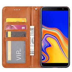 Acheter Wewoo Housse Coque Étui en cuir à rabat horizontal avec texture pour peau Galaxy J4 +avec cadre photoporte-cartes et emplacements cartes noir