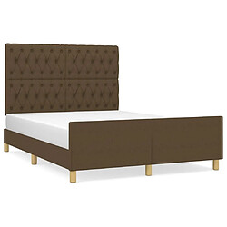 Maison Chic Lit adulte - Cadre Structure de lit avec tête de lit Contemporain Marron foncé 140x190 cm Tissu -MN22548