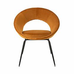 Mes Chaise repas ronde 69x59x78 cm en tissu velours ocre et métal