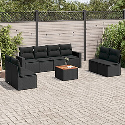 Maison Chic Salon de jardin 9 pcs avec coussins | Ensemble de Table et chaises | Mobilier d'Extérieur noir résine tressée -GKD39145